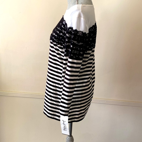 JOSEPH RIBKOFF LACE DETAIL🖤BLACK & WHITE🤍STRIPED WOMEN TOP PLUS SIZE 16🌟NWT🌟 - Picture 5 of 12